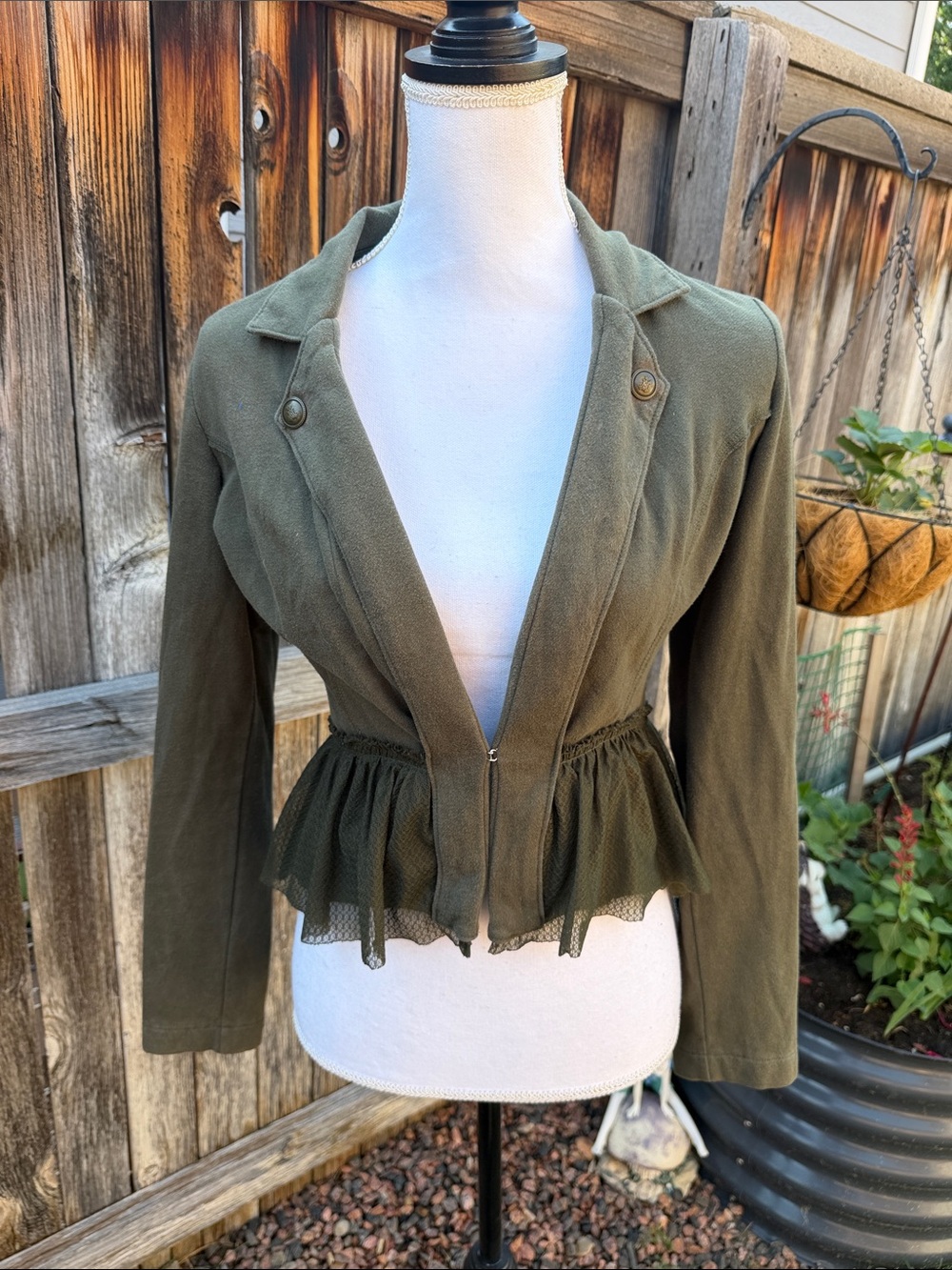 Mudd Olive Green Military Mesh-Trim Blazer Small